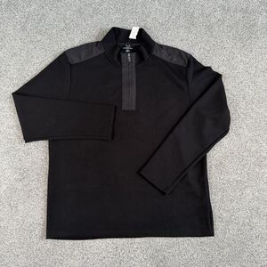 Magaschoni 1/4 Zip Pullover Rayon Blend Mock Neck Sweater Black Mens Large NEW